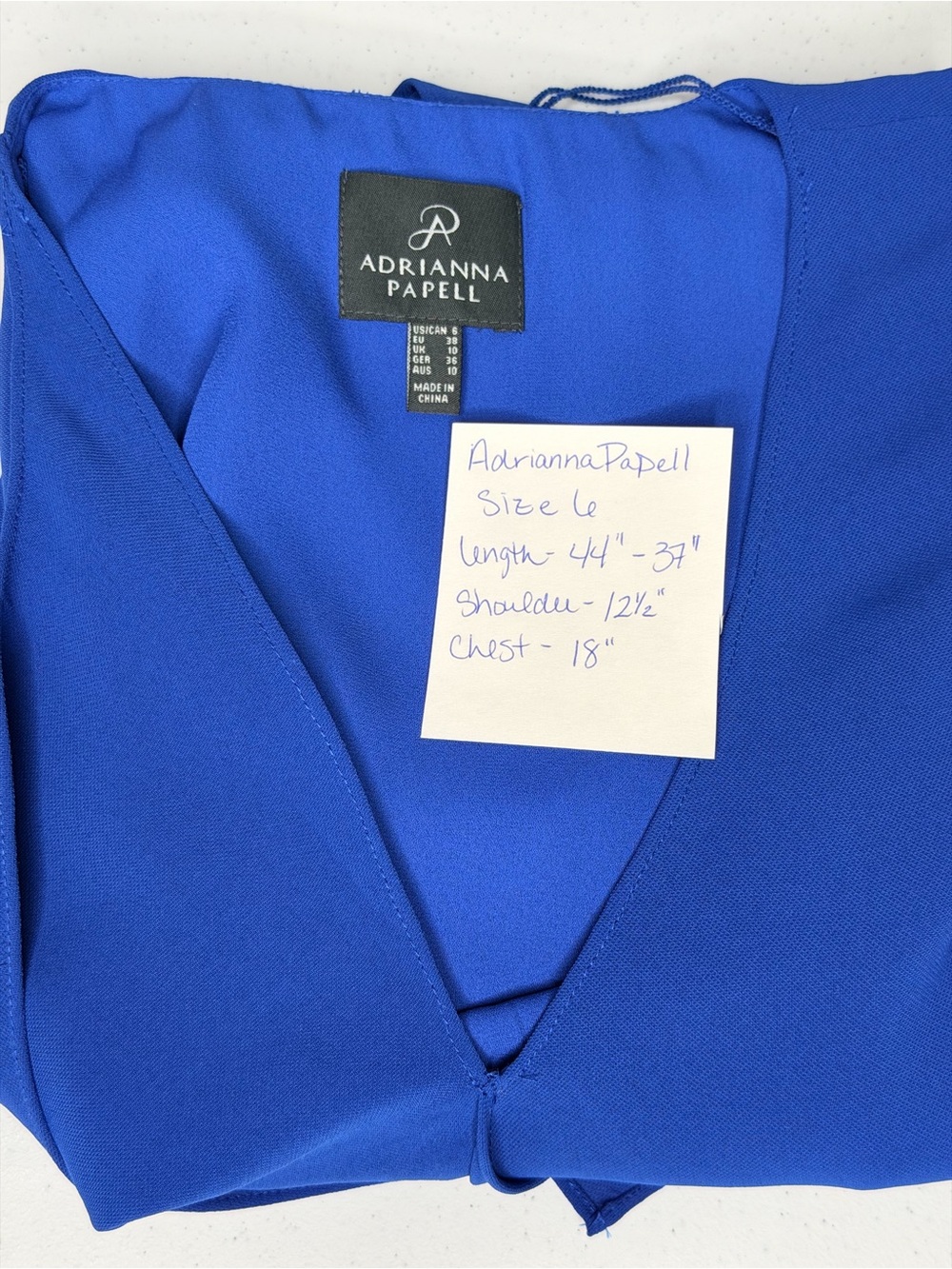 NWT Adrianna Papell Royal Blue Draped Asymmetrical V-Neck Dress - Size 6 - Picture 11 of 11